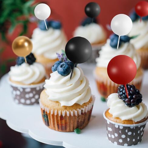 75 Pieces Black Cake Balls Topper Decorations Foam Cupcake Topper Mini Balloon Cake Topper Balls Cake Picks for Cake Deco Birthday Party Wedding in Saudi Arabia