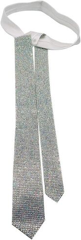 Sequin Necktie Tie Laser Crystal Rhinestone Necktie Necklace for Performace Wedding Party Prom Handmade in Saudi Arabia