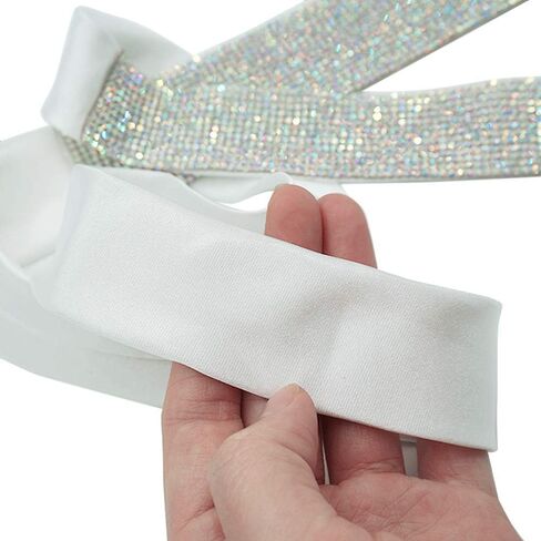 Sequin Necktie Tie Laser Crystal Rhinestone Necktie Necklace for Performace Wedding Party Prom Handmade in Saudi Arabia