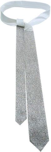 Sequin Necktie Tie Laser Crystal Rhinestone Necktie Necklace for Performace Wedding Party Prom Handmade in Saudi Arabia