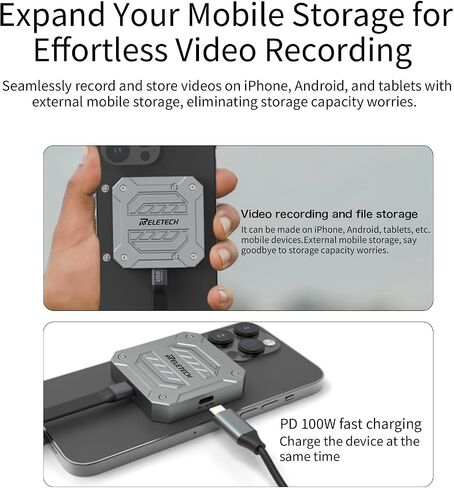 1TB Elite9 pro Magnetic Portable SSD Up to 1000MB/s, USB 3.2 Gen 2x1 10Gbps, Supports 4K ProRes HDR, Magnetic External SSD for Smartphone, PC, Tablets, PS5, Laptop (White) in Saudi Arabia