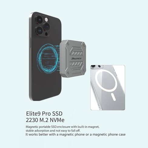 1TB Elite9 pro Magnetic Portable SSD Up to 1000MB/s, USB 3.2 Gen 2x1 10Gbps, Supports 4K ProRes HDR, Magnetic External SSD for Smartphone, PC, Tablets, PS5, Laptop (White) in Saudi Arabia