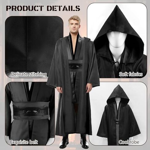 Wizard Costume Robe for Men Adult Male Tunic Costumes Hooded Robe Cool Uniform Full Set Halloween Cosplay Cloak in Saudi Arabia