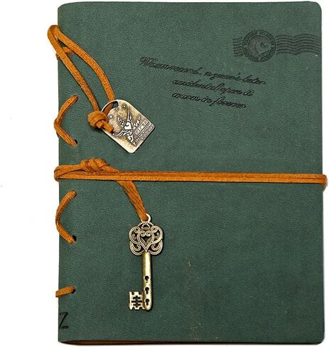 EvZ Leather Writing Journal Notebook, 7 Inches Key Bound Retro Vintage Notebook Diary Sketchbook Gifts with Unlined Travel Journals to Write in for Girls and Boys Notepad Guest Book, Dark Coffee in Kuwait