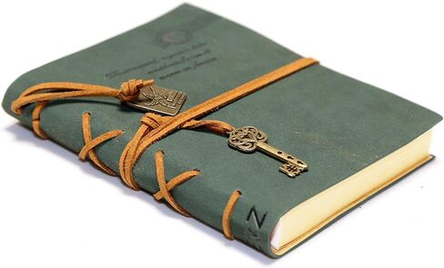 EvZ Leather Writing Journal Notebook, 7 Inches Key Bound Retro Vintage Notebook Diary Sketchbook Gifts with Unlined Travel Journals to Write in for Girls and Boys Notepad Guest Book, Dark Coffee in Kuwait