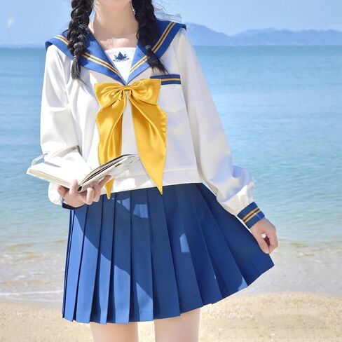 Big Cute JK School Uniform Anime Lolita Sailor Pre-tied for Womens Girls Solid Color Satin Bowtie Cosplay Event in Kuwait