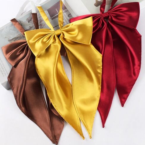 Big Cute JK School Uniform Anime Lolita Sailor Pre-tied for Womens Girls Solid Color Satin Bowtie Cosplay Event in Kuwait