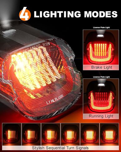 Dark Smoke U Shape Motorcycle Tail Light with Sequential Turn Signals Brake License Plate Light Compatible with Harley Dyna Road King Electra Glide Sportster 883 1200 Heritage Softail Fatboy Touring in Saudi Arabia