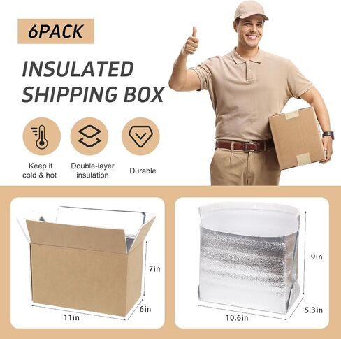 4 Pack Reusable Insulated Shipping Boxes for Frozen Food & Hot Food, 11x6x7 Cold Shipping Boxes with Aluminum Foil Insulated Bag Liner in Saudi Arabia
