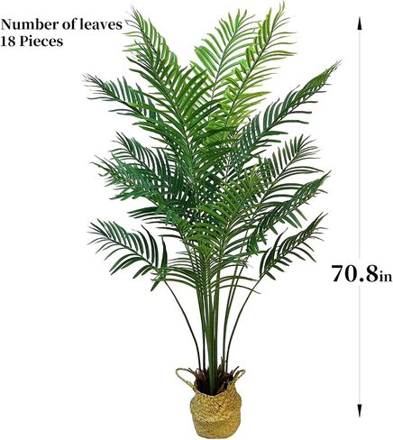 4.6FT Artificial Palm Plant - Tall Fake Tree with Natural Wood Trunk and Realistic Leaves, Perfect for Home, Office, Living Room, Indoor & Outdoor Decor, Housewarming Gift in Saudi Arabia