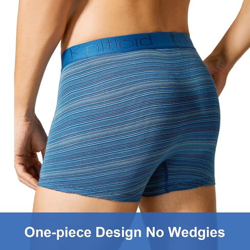 KNITLORD Striped Men's Boxer Briefs Breathable ComfortSoft Underwear Viscose Made from Bamboo Short Leg Trunks 3 or 4 Pack in Kuwait