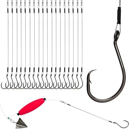 Dovesun 30PCS/20PCS Circle Hooks Fishing Pre-Rigged Catfish Rig for Saltwater Freshwater Catfish Hooks with Wire Leader 2/0 4/0 6/0 8/0 10/0 in Kuwait
