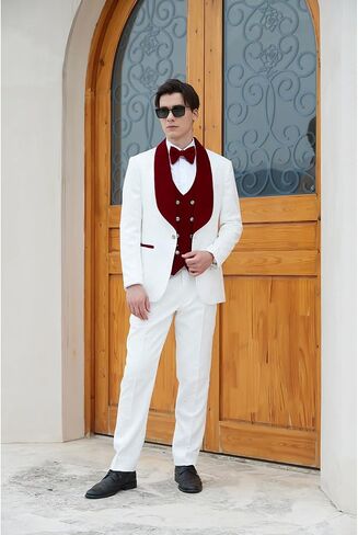 Men's Paisley Jacquard Tuxedo, One Button Shawl Lapel 3 Piece Suit in Kuwait