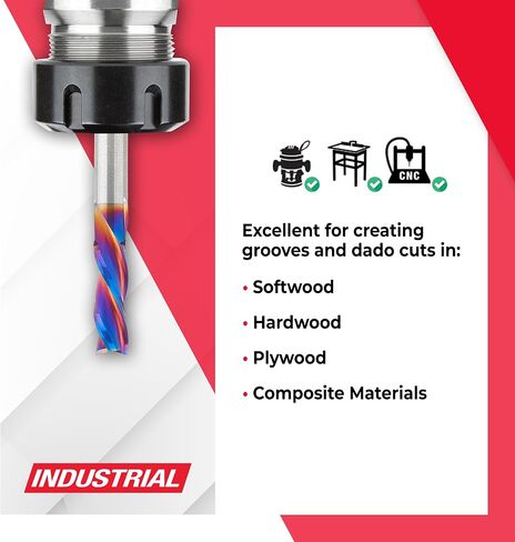 Amana Tool Spektra Extreme Tool Life Solid Carbide CNC Down-Cut Spiral Plunge Router Bit, 46055-K, 3/8 Dia x 1 CH x 3/8 SHK 2-½ Inch Long 3 Flute in Saudi Arabia