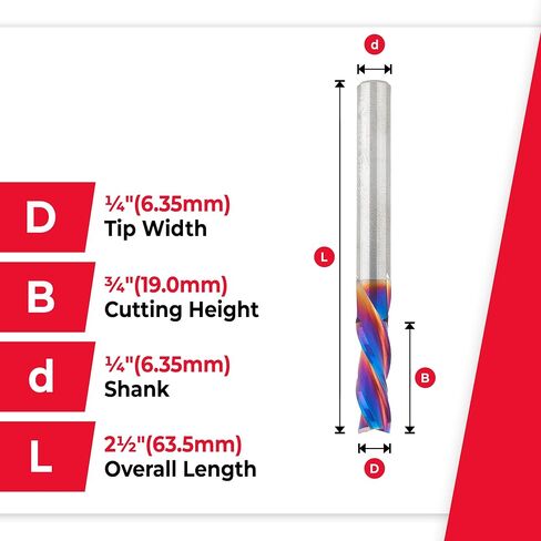Amana Tool Spektra Extreme Tool Life Solid Carbide CNC Down-Cut Spiral Plunge Router Bit, 46055-K, 3/8 Dia x 1 CH x 3/8 SHK 2-½ Inch Long 3 Flute in Saudi Arabia