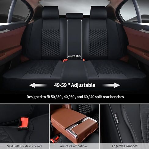 Car Seat Covers Full Set Leather Seat Covers Automotive Seat Covers Universal Car Seat Cover for Most Cars Brown in Saudi Arabia