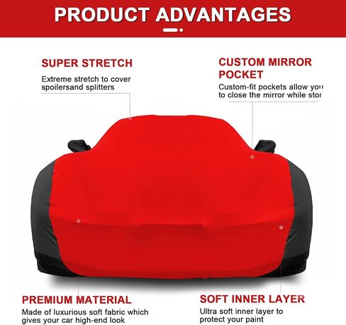 Indoor Car Cover Replace for 1997-2024 Porsche 718 Boxster/Cayman 986/987/981, Black &Red Luxurious Soft Stretch Satin Indoor Car Cover for Dust-Proof, Underground Garage, Car Show in Saudi Arabia
