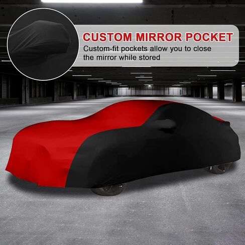 Indoor Car Cover Replace for 1997-2024 Porsche 718 Boxster/Cayman 986/987/981, Black &Red Luxurious Soft Stretch Satin Indoor Car Cover for Dust-Proof, Underground Garage, Car Show in Saudi Arabia