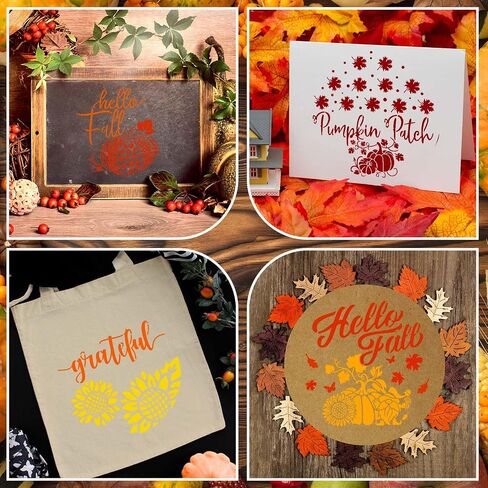 16 Pcs Large Fall Thanksgiving Stencils for Painting on Wood 12 Inch Round Reusable Fall Stencils Autumn Pumpkin Drawing Templates for Wall Door Hanger Porch Sign DIY Crafts Decor Painting in Saudi Arabia