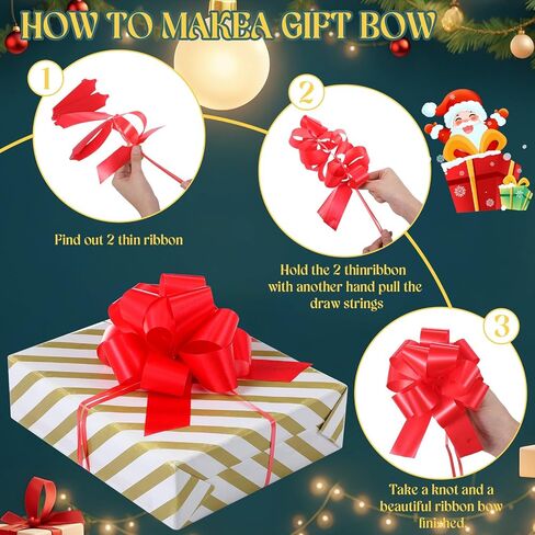 Poen 60 جهاز كمبيوتر شخصى كبير هدية عيد الميلاد سحب الأقواس هدية التفاف سحب القوس الشريط سحب الأقواس لعيد الميلاد عيد الحب الزفاف عطلة سلال التعبئة والتغليف الديكور (6 بوصة، اللون الكلاسيكي) in Saudi Arabia