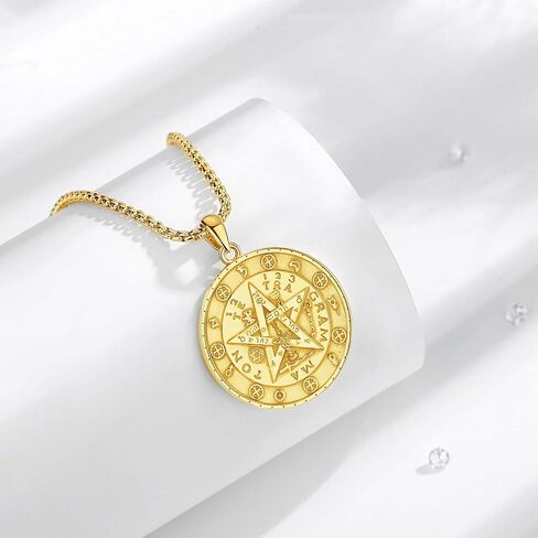 AEONSLOVE Tetragrammaton De Plata 925 Sterling Silver Tetragrammaton Necklace/Metatron Cube Pendant Amuleto De Proteccion Gifts for Women Men in Kuwait