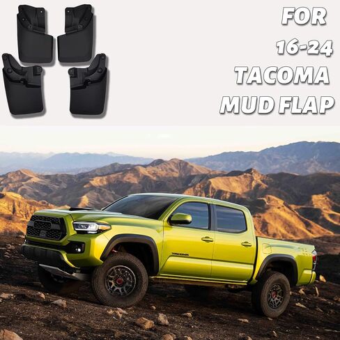 اللوحات الطينية المتوافقة مع Toyota Tacoma 2016-2021 (مع مشاعل حاجز OEM) مادة البولي بروبيلين شديدة التحمل، واقيات الطين، واقيات الطين بدون حفر، جميع ملحقات حماية الطقس، مجموعة من 4 in Kuwait
