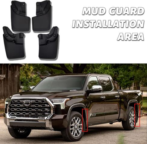 اللوحات الطينية المتوافقة مع Toyota Tacoma 2016-2021 (مع مشاعل حاجز OEM) مادة البولي بروبيلين شديدة التحمل، واقيات الطين، واقيات الطين بدون حفر، جميع ملحقات حماية الطقس، مجموعة من 4 in Kuwait