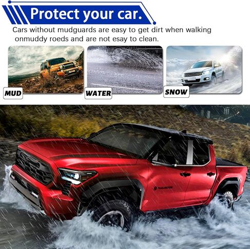 اللوحات الطينية المتوافقة مع Toyota Tacoma 2016-2021 (مع مشاعل حاجز OEM) مادة البولي بروبيلين شديدة التحمل، واقيات الطين، واقيات الطين بدون حفر، جميع ملحقات حماية الطقس، مجموعة من 4 in Kuwait