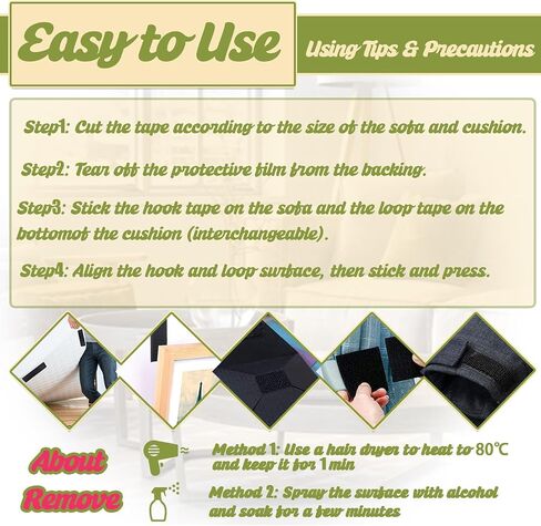 TEUVO 4.3 Inch x 32.8 Feet Heavy Duty Hook and Loop Tape Strips with Adhesive Cushion Grip to Prevent Sliding Keep Couch Cushions Mattress from Sliding, Outdoor No Punching Picture Wall Hanging Strips in Kuwait