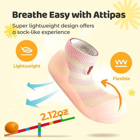 6.5 Baby Sock Shoes for Baby Boy & Girl, Soft, Non-Slip Toddler Sock Shoes, Breathable Infant Walking Shoes, First Steps Baby Shoes, Fun Animal-Themed Designs, Easy to Put On Rainbow in Saudi Arabia