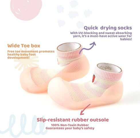 6.5 Baby Sock Shoes for Baby Boy & Girl, Soft, Non-Slip Toddler Sock Shoes, Breathable Infant Walking Shoes, First Steps Baby Shoes, Fun Animal-Themed Designs, Easy to Put On Rainbow in Saudi Arabia
