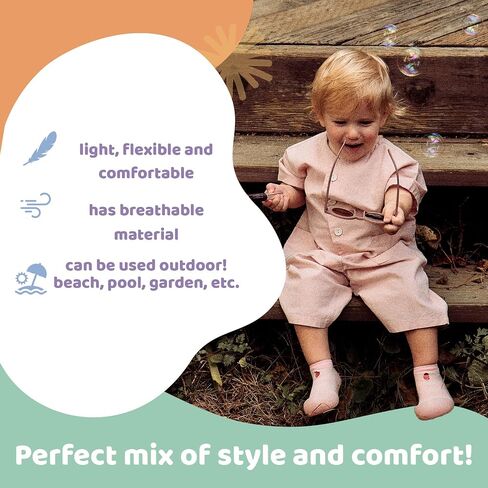 6.5 Baby Sock Shoes for Baby Boy & Girl, Soft, Non-Slip Toddler Sock Shoes, Breathable Infant Walking Shoes, First Steps Baby Shoes, Fun Animal-Themed Designs, Easy to Put On Rainbow in Saudi Arabia