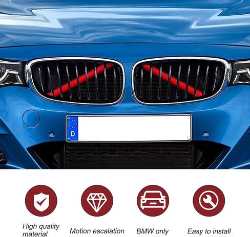 قطعتان من زخارف الشبكة، أغطية لف دعامة على شكل حرف V مع لاصق، حشوات خطوط أمامية بتصميم سهل الارتداء، متوافقة مع BMW 34567 Series X12345 (أحمر) in Kuwait