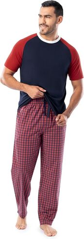 Fruit of the Loom Men's Jersey Henley Top and Broadcloth Pant Sleep Pajama Set in Saudi Arabia