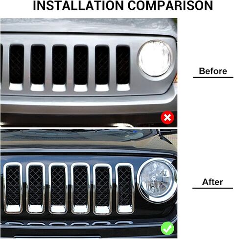 7PCS Front Grill Inserts Grille Cover Trim for Jeep Patriot 2011-2016 (Chrome) in Saudi Arabia