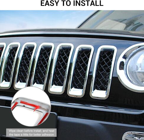 7PCS Front Grill Inserts Grille Cover Trim for Jeep Patriot 2011-2016 (Chrome) in Saudi Arabia