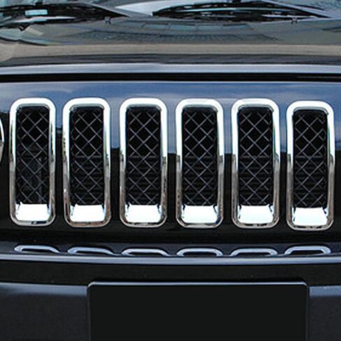 7PCS Front Grill Inserts Grille Cover Trim for Jeep Patriot 2011-2016 (Chrome) in Saudi Arabia