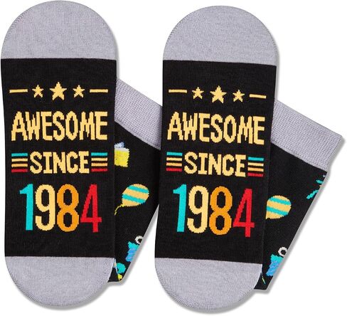 HAPPYPOP 40th Birthday Gifts Ideas for Men - 1984 Birthday Socks With Greeting Card, Best Gifts for 40 Year Old Middle Aged Man Woman in Saudi Arabia