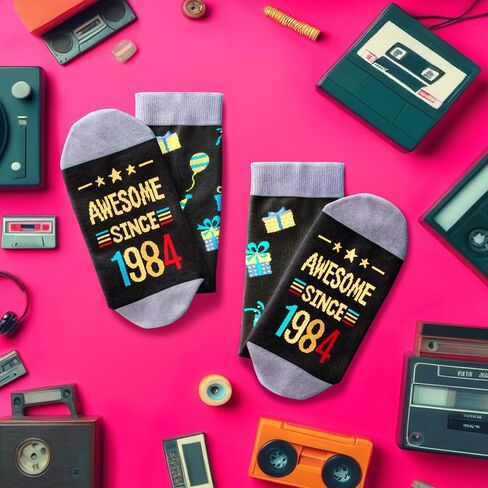 HAPPYPOP 40th Birthday Gifts Ideas for Men - 1984 Birthday Socks With Greeting Card, Best Gifts for 40 Year Old Middle Aged Man Woman in Saudi Arabia