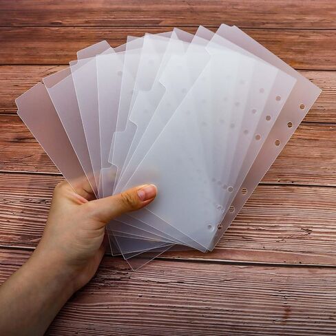 مجموعتان من فواصل المجلد A6، فواصل مؤشر بلاستيكية بلوري، جانب فارغ، 6 علامات تبويب، 3 علامات تبويب، 9 أوراق، واقيات صفحات قابلة لإعادة الملء لـ 6 حلقات دفترية in Kuwait