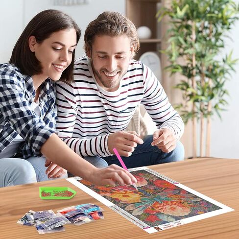NEWENMO مجموعات الطلاء الماس للبالغين المبتدئين DIY 5D الملونة اليعسوب الماس الطلاء الفني مع الماس جولة، الحفر الكامل الزهور الماس طقم الطلاء الفني لديكور جدار المنزل 12x16 بوصة in Saudi Arabia