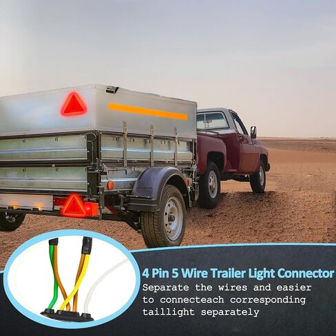 4 Pin 5 Wire Trailer Wiring Harness 23FT, Wishbond Trailer Light Kit 5 Wire 4 Pin Harness Trailer Connector Wire Plug for Both-Side Taillights of Rewiring Trailer RV Boat Nylon Net Protection in Saudi Arabia