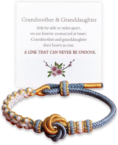 For Granddaughter Bracelets - A Link That Can Never Be Undone Peach Knot Bracelet Granddaughter Bracelet from Grandma Adjustable Braided Bracelet Forever Brave Strong Bracelet Infinity Heart Bracelet for Granddaughter in Kuwait