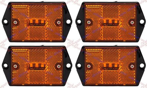 [ALL STAR TRUCK PARTS] Square Red/Amber 3-LED Marker Light Reflectorized Lens Surface Mount, 2-4/5" Rectangular Truck Trailer Towing Led Light Side Reflector Reflex Accessories (Red, 2) in Saudi Arabia
