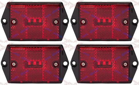 [ALL STAR TRUCK PARTS] Square Red/Amber 3-LED Marker Light Reflectorized Lens Surface Mount, 2-4/5" Rectangular Truck Trailer Towing Led Light Side Reflector Reflex Accessories (Red, 2) in Saudi Arabia