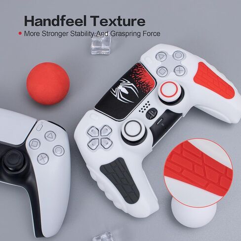 حافظة غطاء وحدة التحكم ECHZOVE PS5، غطاء سيليكون مضاد للانزلاق لجهاز التحكم PS5 مع أغطية قبضة الإبهام، واقيات عصا التحكم وملصق تغليف الغطاء (عبوتان) باللون الأسود بالكامل in Kuwait