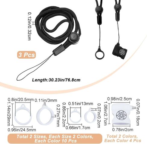 CRASPIRE 23Pcs Anti-Lost Lanyard Set 3pcs Lanyard Strap 5pcs Necklace Lanyards Pendant Holder 15pcs Silicone Rubber Rings Adjustable Fixing Rings Pen Protective Ring Replacement Multipurpose Keychain in Saudi Arabia