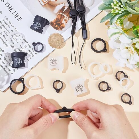 CRASPIRE 23Pcs Anti-Lost Lanyard Set 3pcs Lanyard Strap 5pcs Necklace Lanyards Pendant Holder 15pcs Silicone Rubber Rings Adjustable Fixing Rings Pen Protective Ring Replacement Multipurpose Keychain in Saudi Arabia
