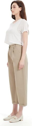 Womens High Waisted Elastic Capri Pants Wide Leg Lounge Cropped Pants with Pockets in Saudi Arabia