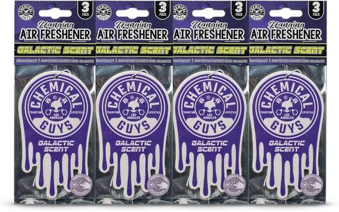 Chemical Guys Hanging Air Freshener, Galactic Scent 12 Pack, Great for Cars, Trucks, SUVs, RVs, Home, Garage, Workspace, Dorm Room & More (4 x 3 Packs) - AIR42304 in Saudi Arabia